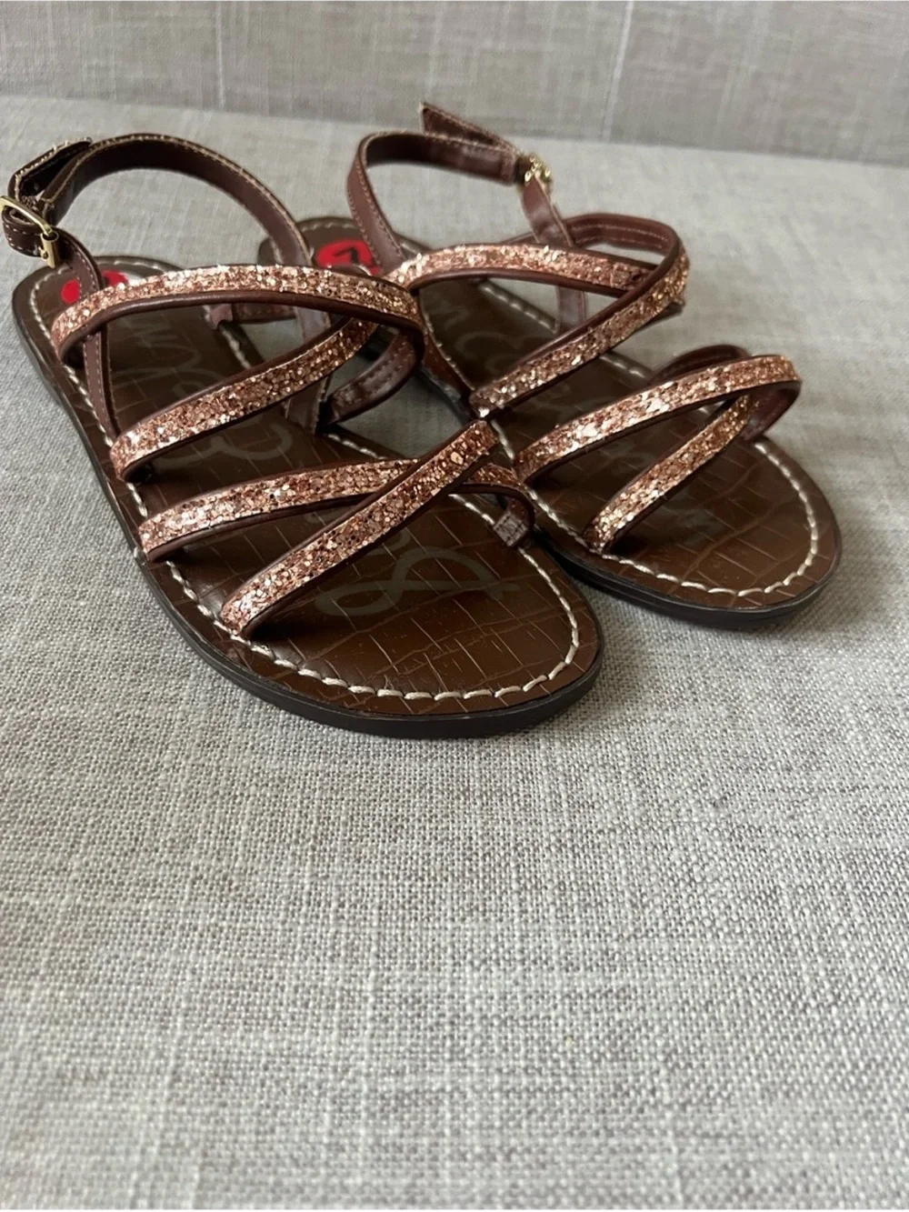 Sam Edelman Strappy Sandals,Girls 2, Brown/Rose Gold , casual dressy summer